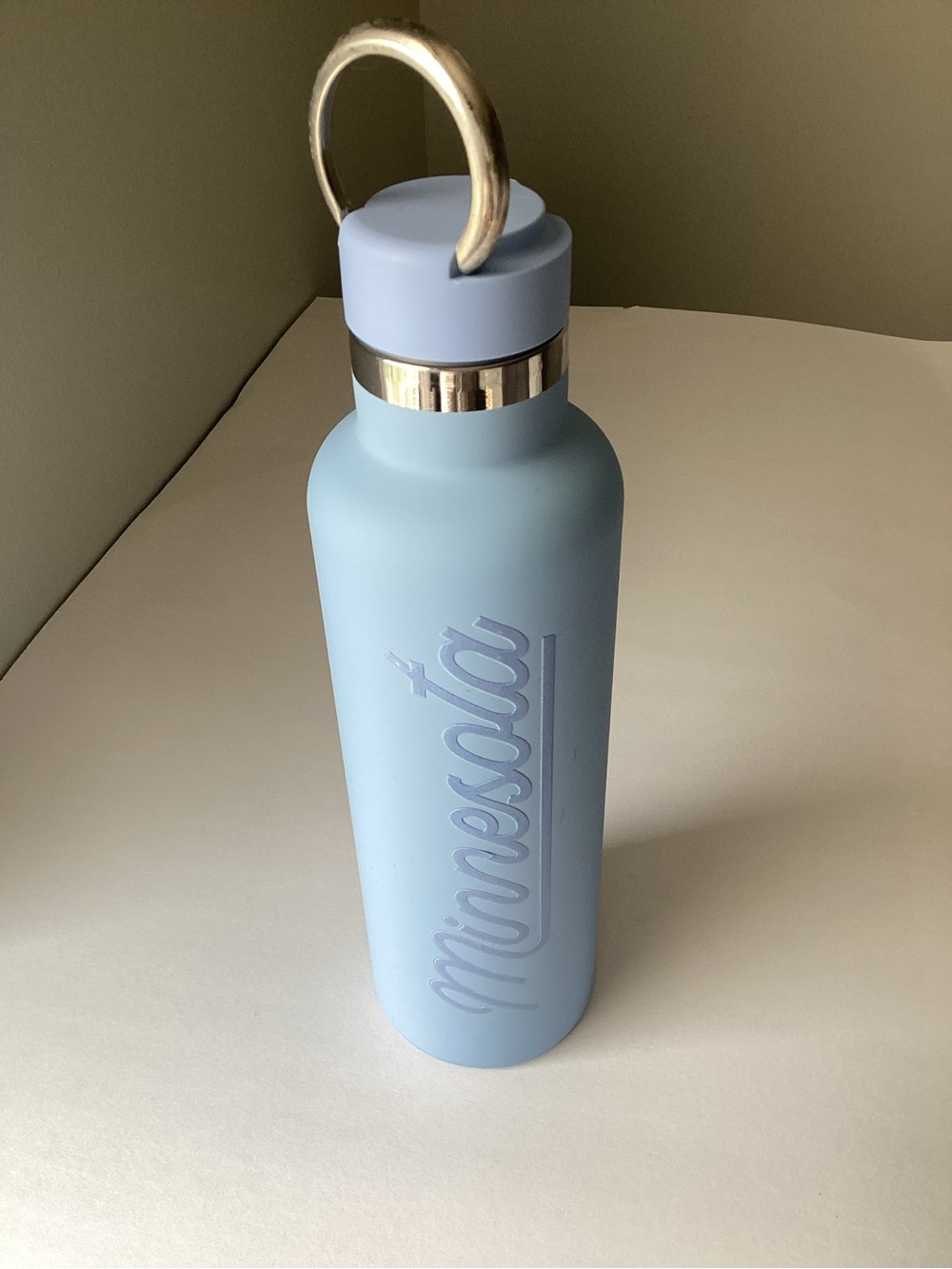 Mpressola Light Blue Insulated Water Bottle with Carry Loop